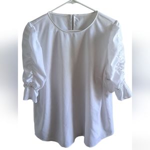 Puff-Sleeve Round Neck Plain M